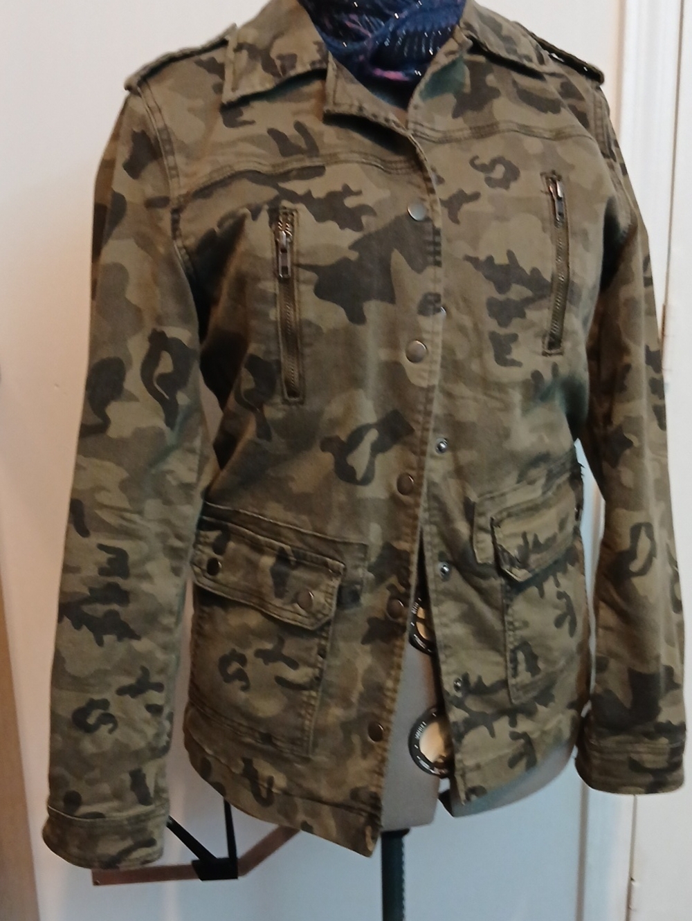 Gianni Bini Olive Camo Utility Jacket